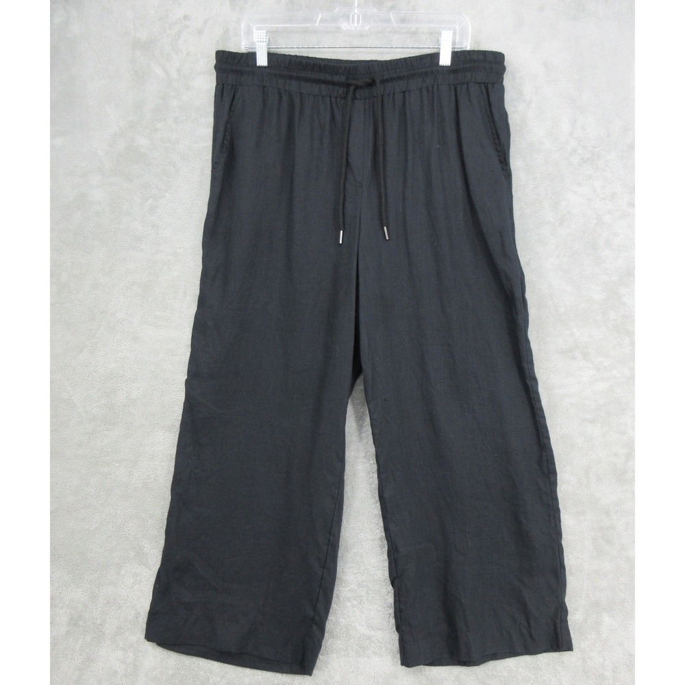 Cubavera Pants Womens Large Linen Wide Leg Drawstring Pockets Coastal Resort